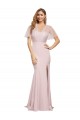 Best Crepe Long Sweetheart Neckline Formal Bridesmaid Dress / Prom Dress with Tulle Overlay Shoulders UK