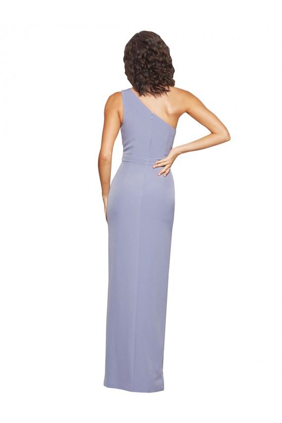 Best Floor Length One Shoulder Formal Crepe Bridesmaid Dress / Prom Dress with Pencil Skirt and Side Split UK