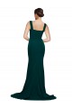 Best Fitted Square Neck Long Crepe Bridesmaid Dress / Prom Dress with Train and Side Split UK