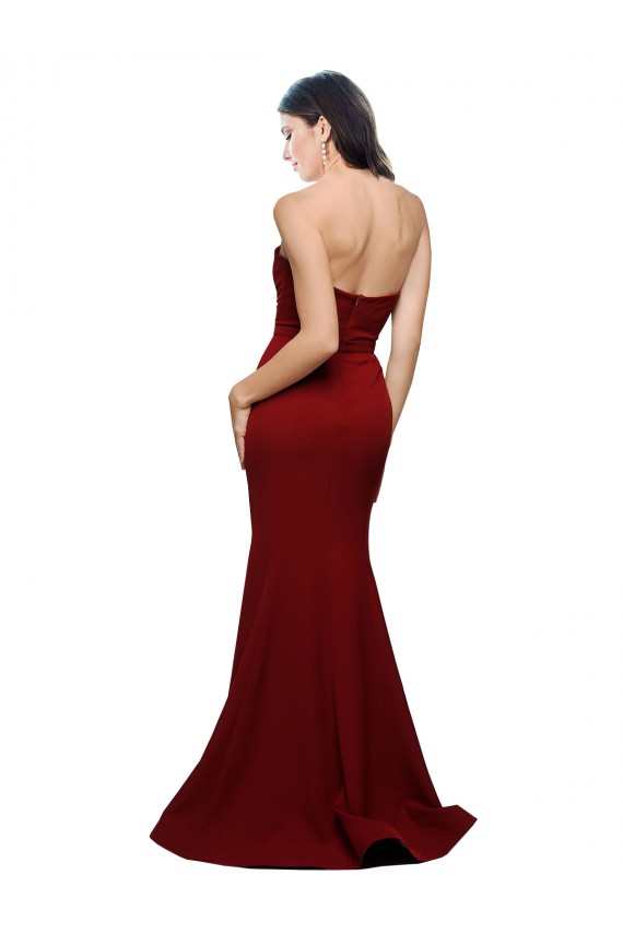 Best Long Full Length Sweetheart Slim Formal Crepe Bridesmaid Dress / Prom Dress with Strapless Bodice UK