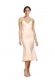 Best Midi Cocktail Length V-Neckline Crepe Bridesmaid Dress / Prom Dress with Thin Straps and Fulted Skirt UK