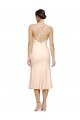 Best Midi Cocktail Length V-Neckline Crepe Bridesmaid Dress / Prom Dress with Thin Straps and Fulted Skirt UK