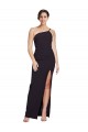 Best Long Floor Length Formal Crepe Bridesmaid Dress / Prom Dress with Side Split and One Strap UK