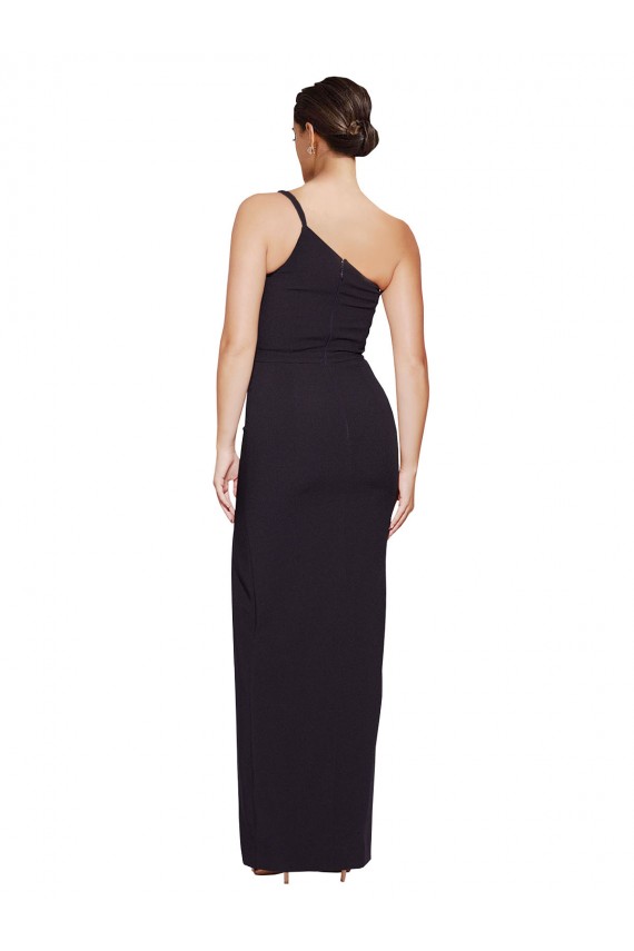 Best Long Floor Length Formal Crepe Bridesmaid Dress / Prom Dress with Side Split and One Strap UK