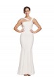 Best Full Length Square Neck Formal Crepe Bridesmaid Dress / Prom Dress with Asymmetrical Straps and Bow Back UK