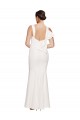 Best Full Length Square Neck Formal Crepe Bridesmaid Dress / Prom Dress with Asymmetrical Straps and Bow Back UK