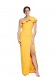 Best One Shoulder Floor Length Formal Crepe Bridesmaid Dress / Prom Dress with Thigh High Split UK