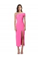 Best One Shoulder Neckline Short Midi Length Formal Crepe Bridesmaid Dress / Cocktail Prom Dress UK