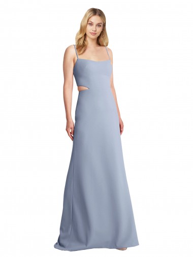 Best Feminine Scoop Neckline Long Crepe Slip Bridesmaid Dress / Prom Dress  UK
