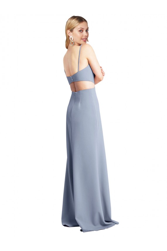 Best Feminine Scoop Neckline Long Crepe Slip Bridesmaid Dress / Prom Dress  UK