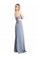 Best Feminine Scoop Neckline Long Crepe Slip Bridesmaid Dress / Prom Dress  UK