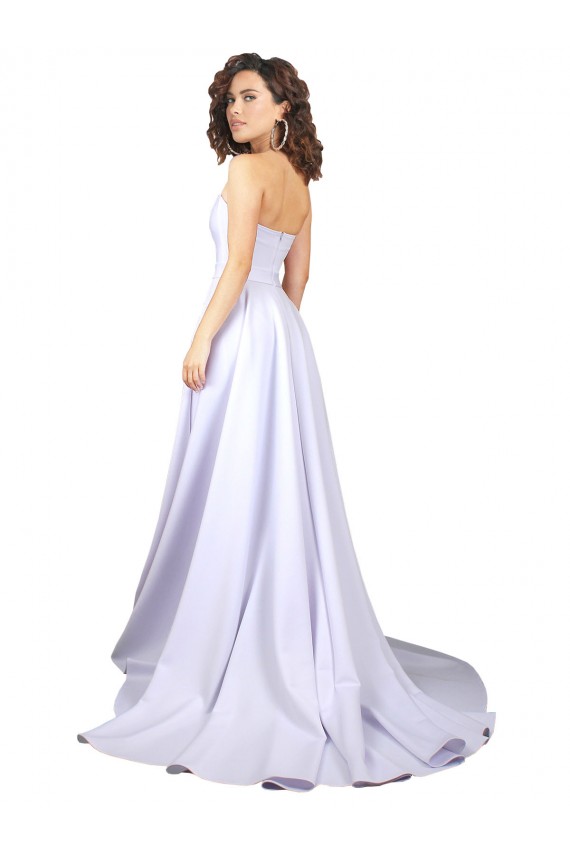 Best Simple Sweetheart A-Line Long Crepe Beach Wedding Dress with Front Slit UK