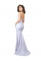 Best Simple Mermaid V-Neck Long Crepe Beach Wedding Dress with Right Slit UK