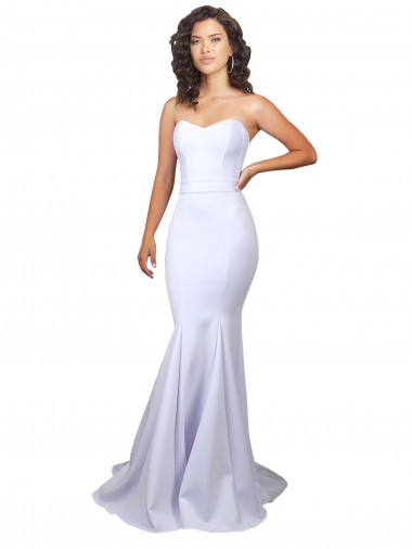 Best Simple Long Strapless Sweetheart Mermaid Crepe Beach Wedding Dress UK