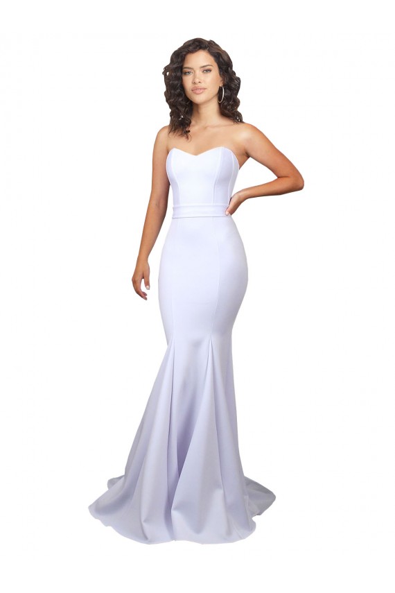 Best Simple Long Strapless Sweetheart Mermaid Crepe Beach Wedding Dress UK