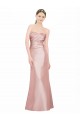 Best Long Strapless Formal Stretch Satin Bridesmaid Dress / Prom Dress with Pleats and Low Back UK