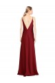 Best Floor Length Deep V-Back Formal Stretch Satin Bridesmaid Dress / Prom Dress with Front Slit UK