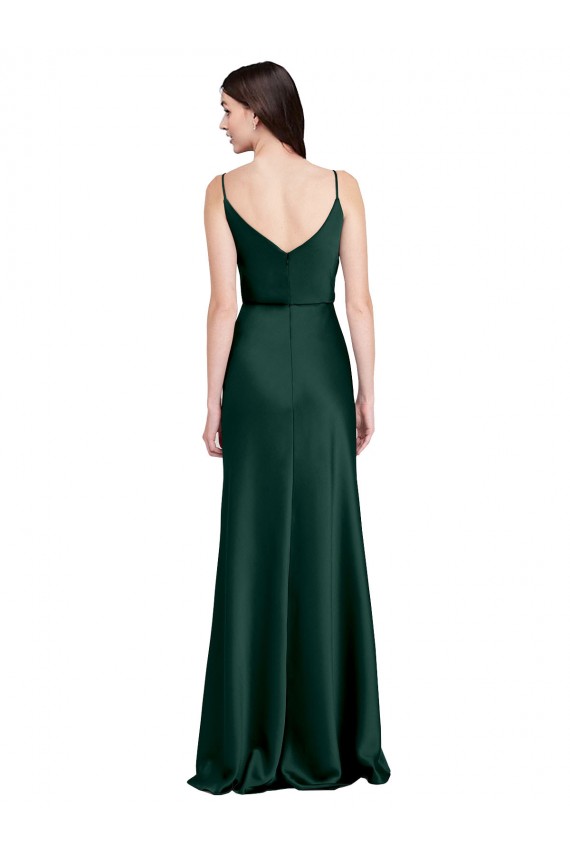 Best Fitted Cowl Neck Long Formal Stretch Satin Slip Bridesmaid Dress / Prom Dress with V-Back UK