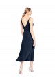 Best V-Neck Midi Length Short Cocktail Formal Stretch Satin Bridesmaid Dress / Prom Dress V-Back UK