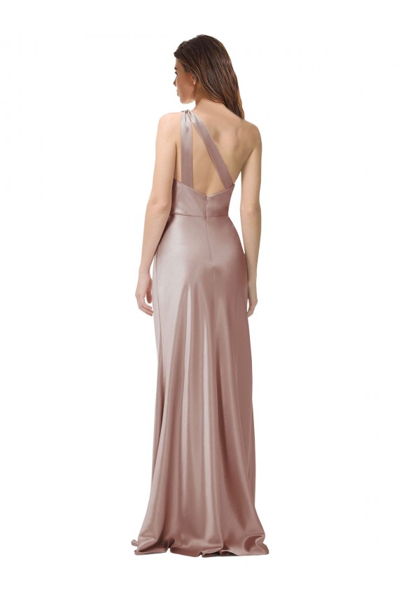 Best One Shoulder Black-Tie Floor Length Long Formal Stretch Satin Bridesmaid Dress / Prom Dress UK