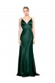 Best High V-Neck Long Full Length Sheath Formal Stretch Satin Bridesmaid Dress / Prom Dress UK