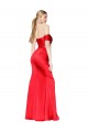 Best High Neck Off the Shoulder Formal Stretch Satin Bridesmaid Dress / Prom Dress with High Slit UK