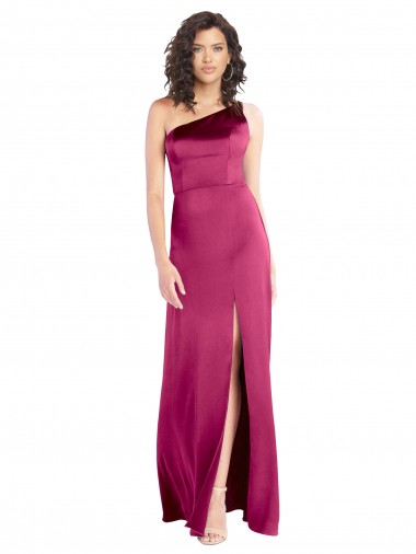 Best Sleek One Shoulder A-Line Long Formal Stretch Satin Bridesmaid Dress / Prom Dress with Spaghetti Straps Back UK