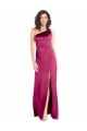 Best Sleek One Shoulder A-Line Long Formal Stretch Satin Bridesmaid Dress / Prom Dress with Spaghetti Straps Back UK