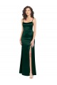 Best Long Slim Scoop Neck Formal Stretch Satin Bridesmaid Dress / Prom Dress with Open Back UK