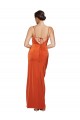 Best Front Cowl Neck Long Floor Length Formal Stretch Satin Bridesmaid Dress / Prom Dress with High Side Split UK