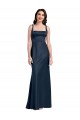 Best Square Neck A-Line Long Formal Stretch Satin Bridesmaid Dress / Prom Dress with Wide Straps UK
