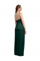 Best Sleek Straight Neckline Long Wrap Formal Stretch Satin Bridesmaid Dress / Prom Dress with Angled Pleats UK