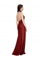 Best Backless Halter Long Formal Stretch Satin Bridesmaid Dress / Prom Dress UK