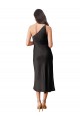 Best Sleek One Shoulder Midi Length Short Cocktail Formal Stretch Satin Slip Bridesmaid Dress / Prom Dress UK