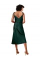 Best Spaghetti Straps Tie Shoulders Cowl Neck Short Midi Length Formal Stretch Satin Cocktail Bridesmaid Dress / Prom Dress UK