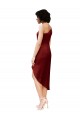 Best One Shoulder Cocktail Midi Length Short Formal Stretch Satin Wrap Style Bridesmaid Dress / Prom Dress UK