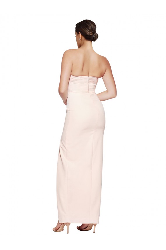 Best Cowl Neck Strapless Formal Stretch Satin Bridesmaid Dress / Prom Dress with High Split UK
