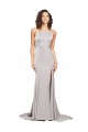 Best High Neck Low Back Long Full Length Formal Stretch Satin Bridesmaid Dress / Prom Dress UK