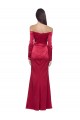 Best Long Sleeves Off the Shoulder Formal Stretch Satin Bridesmaid Dress / Prom Dress with High Side Split UK