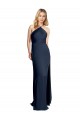 Best Halter Neckline Long Formal Stretch Satin Bridesmaid Dress / Prom Dress with Strappy Back and Side Slit UK