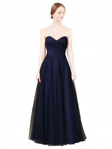 Best Draped Bodice Sweeheart Long Tulle Bridesmaid Dress UK