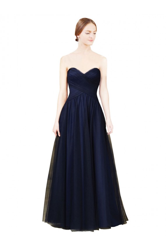 Best Draped Bodice Sweeheart Long Tulle Bridesmaid Dress UK