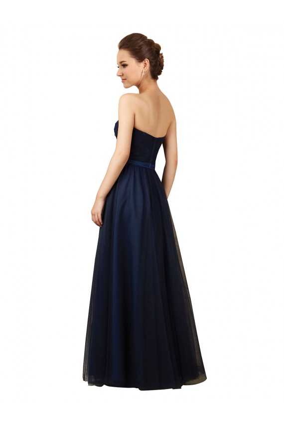 Best Elegant Lace and Tulle Long Strapless Bridesmaid Dress UK