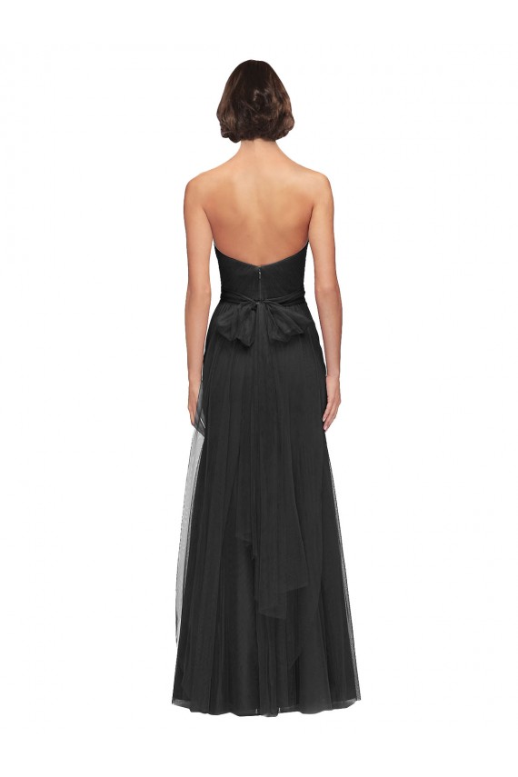 Best Long Tulle Bridesmaid Dress with Sweetheart Neckline and Belt UK