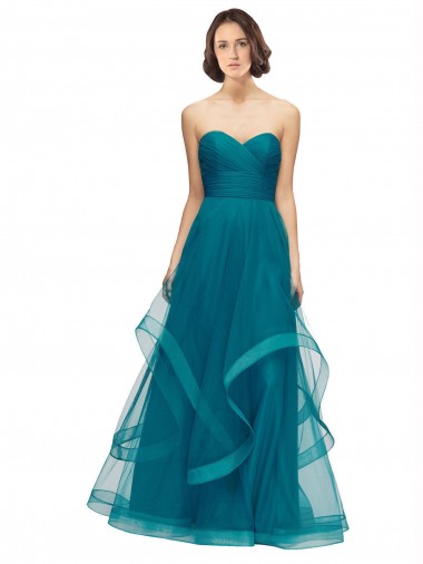 Best Sweetheart Tulle Bridesmaid Dress with Wide Waistband UK