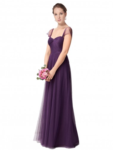Best Full Length Long Tulle Bridesmaid Dress with Sweetheart Neckline UK