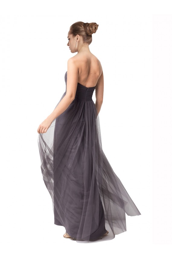 Best Long Sweetheart Tulle Bridesmaid Dress with Shirred Criss Cross Bodice UK