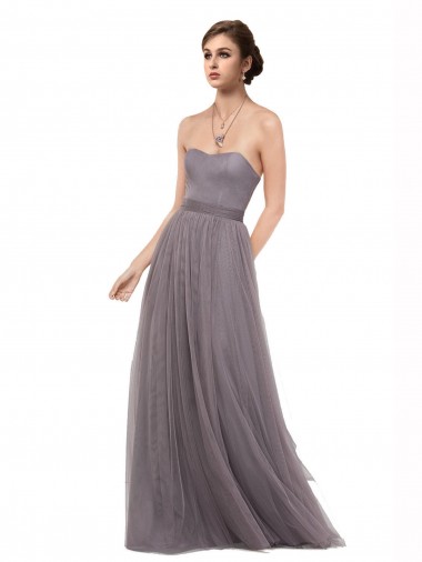 Best Strapless Tulle Bridesmaid Dress with Waistband UK