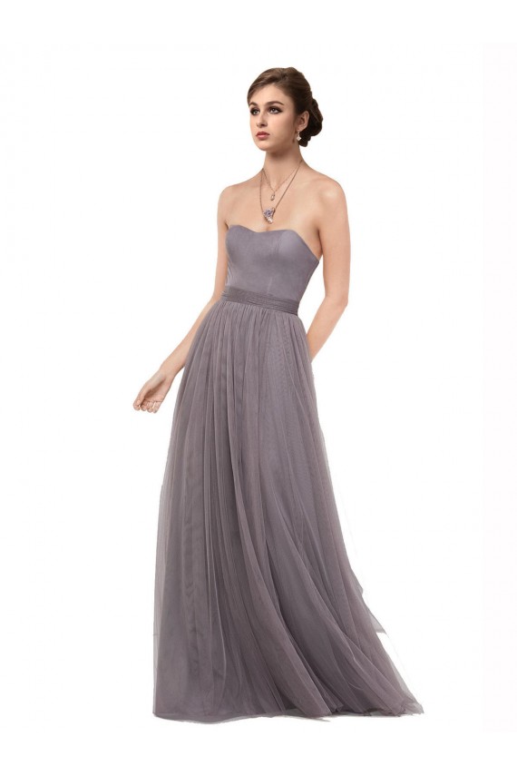 Best Strapless Tulle Bridesmaid Dress with Waistband UK