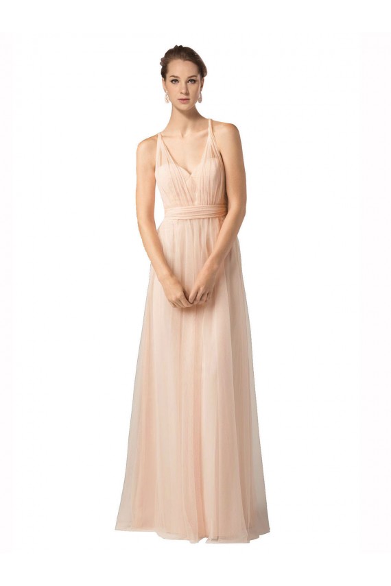 Best Sweetheart A-Line Tulle Bridesmaid Dress with Shirred Bodice UK